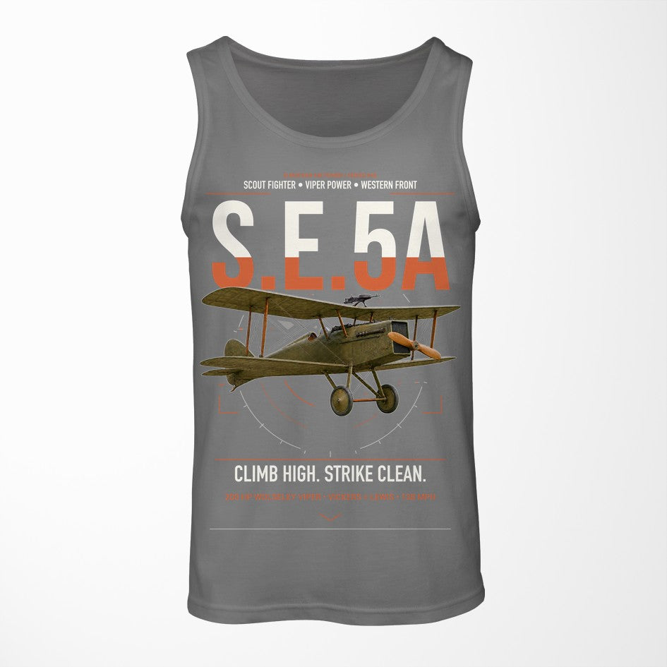 Royal Aircraft Factory S.E.5a design on gray tank top
