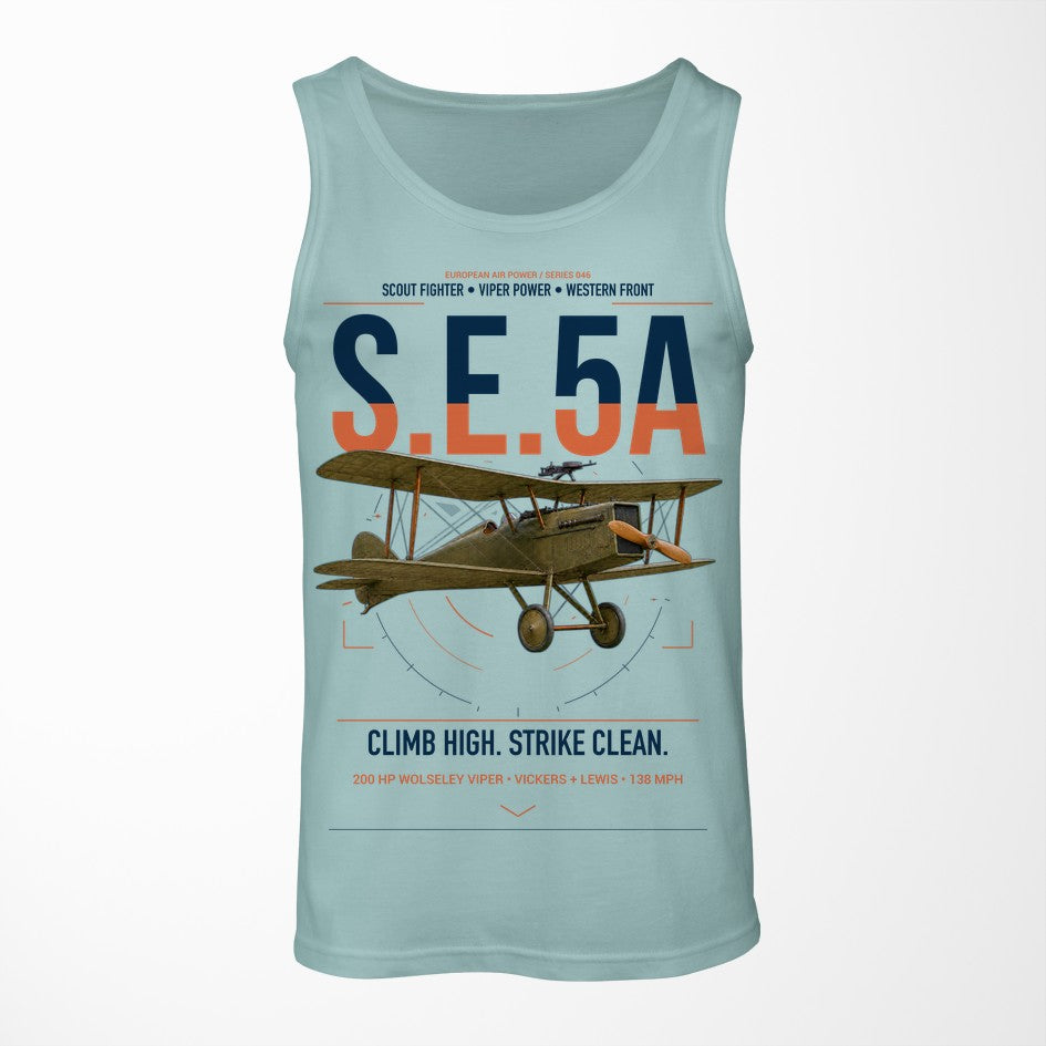 Royal Aircraft Factory S.E.5a design on light green tank top