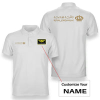 Thumbnail for Royal Jordanian logo on white + name double side polo t shirt