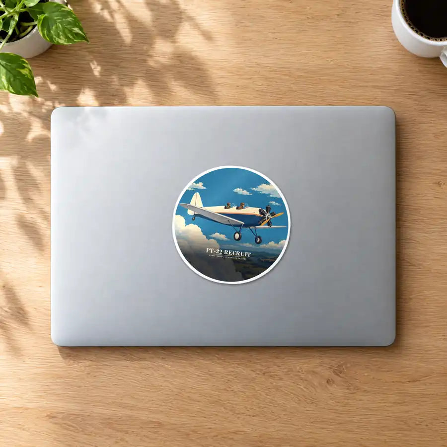Ryan PT-22 Recruit - 3D - Circle Sticker - MacBook