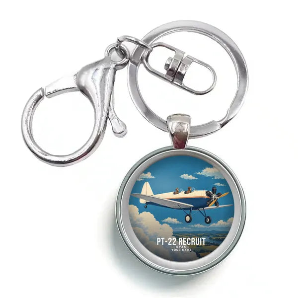 Ryan PT-22 Recruit - 3D + Name - Circle Key Chain - Full Print