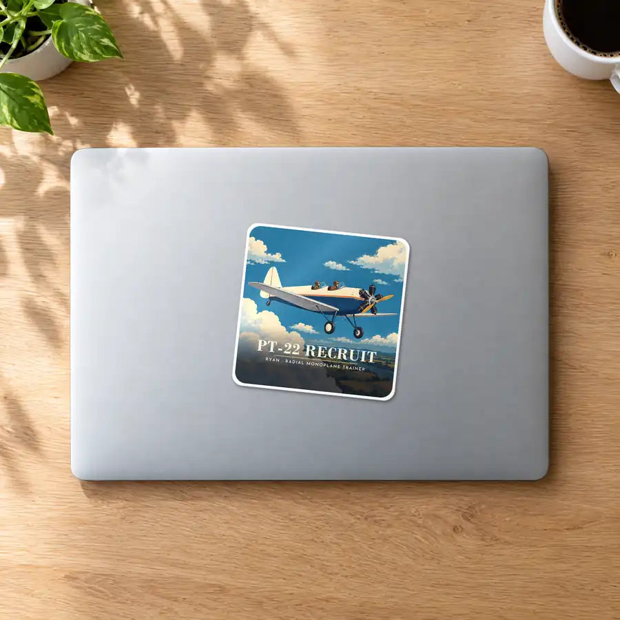 Ryan PT-22 Recruit - 3D - Square Sticker - MacBook
