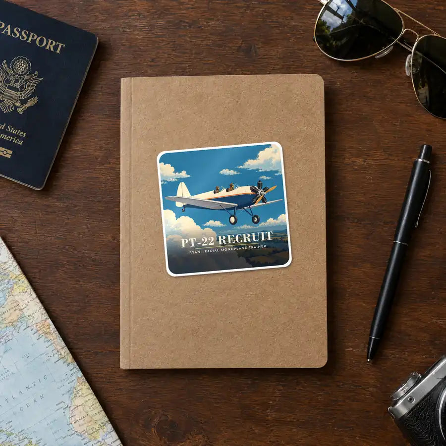 Ryan PT-22 Recruit - 3D - Square Sticker - Notebook