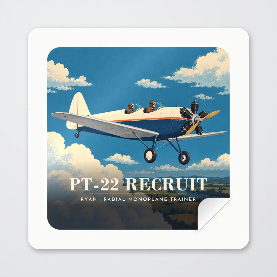 Ryan PT-22 Recruit - 3D - Square Sticker - Peel