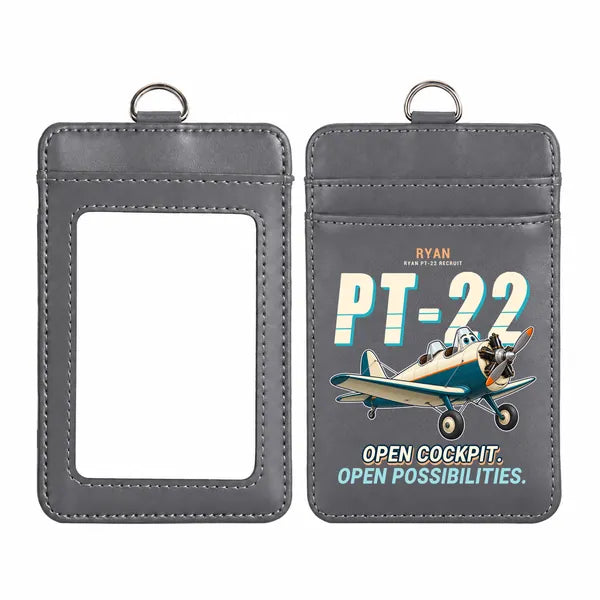 Ryan PT-22 Recruit - Cartoon - ID Card Holder - Gray