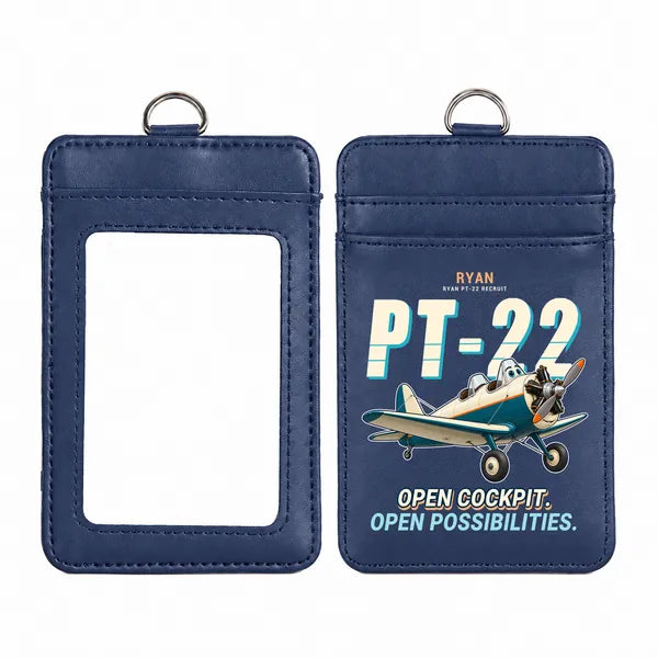 Ryan PT-22 Recruit - Cartoon - ID Card Holder - Navy Blue