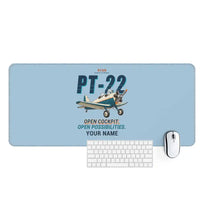 Thumbnail for Ryan PT-22 Recruit - Cartoon + Name - Desk Mat - Light Blue