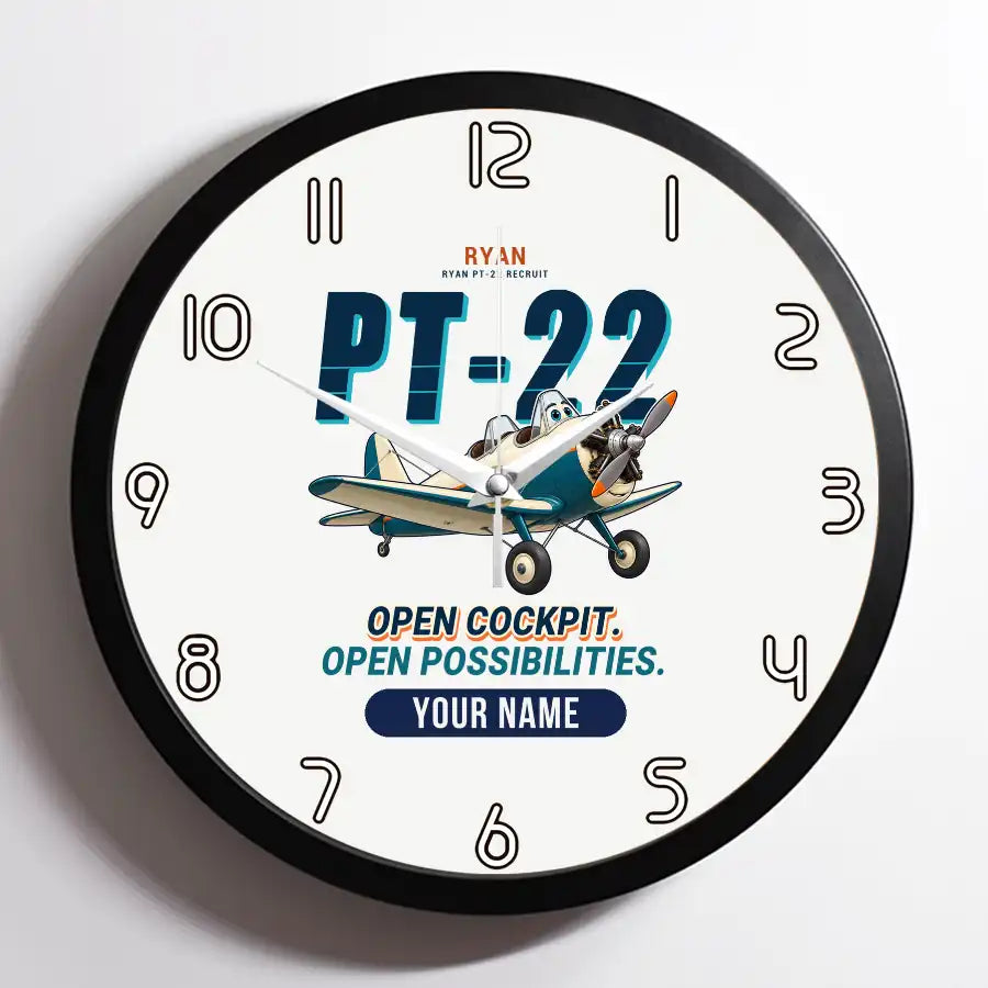 Ryan PT-22 Recruit - Cartoon + Name - Framed - White