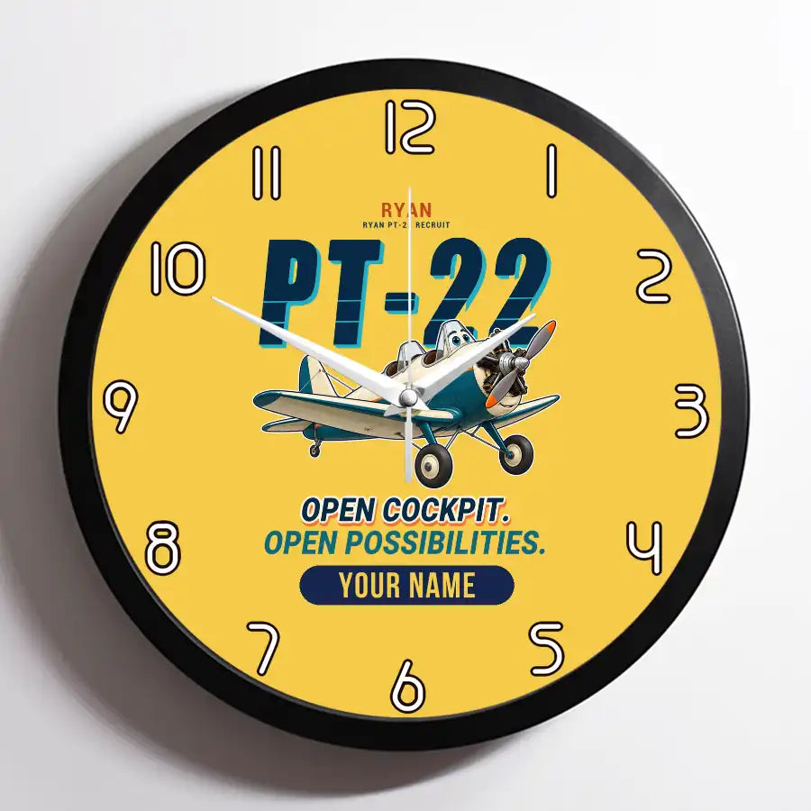 Ryan PT-22 Recruit - Cartoon + Name - Framed - Yellow
