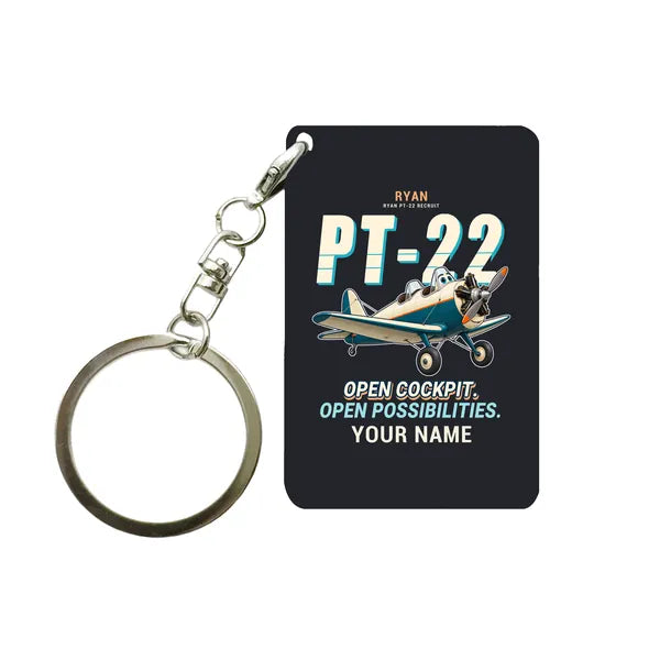 Ryan PT-22 Recruit - Cartoon + Name - Key Chain - Black