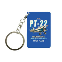 Thumbnail for Ryan PT-22 Recruit - Cartoon + Name - Key Chain - Blue
