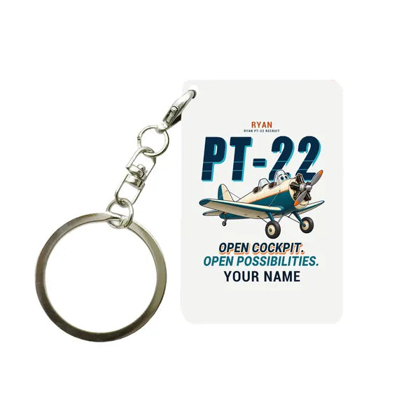 Ryan PT-22 Recruit - Cartoon + Name - Key Chain - White