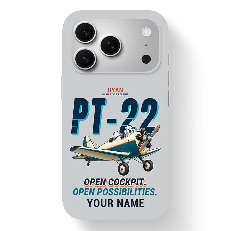 Ryan PT-22 Recruit - Cartoon + Name - MagSafe iPhone 17 Pro - Light Gray