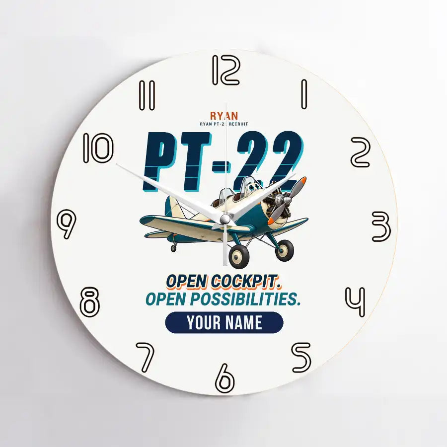 Ryan PT-22 Recruit - Cartoon + Name - No Frame - White
