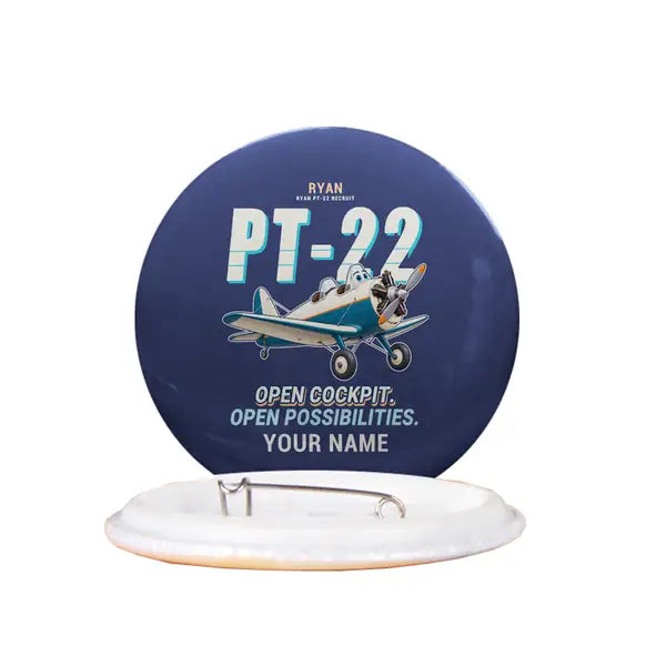 Ryan PT-22 Recruit - Cartoon + Name - Pin - Navy Blue