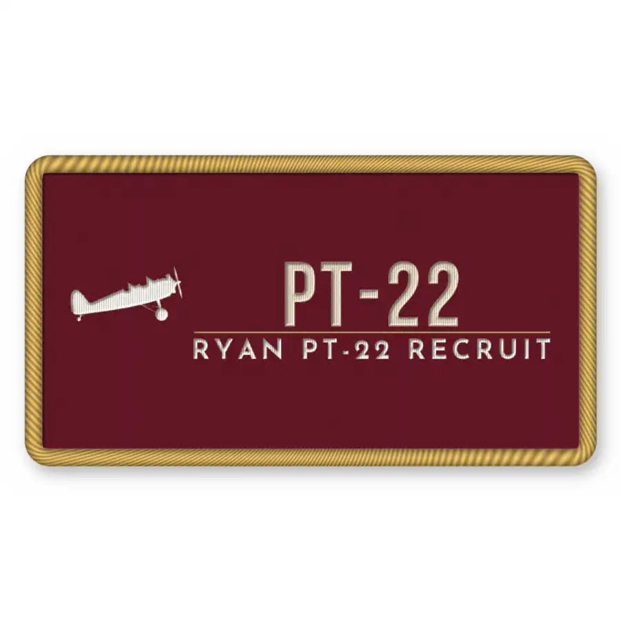 Ryan PT-22 Recruit Patches - Rectangle - Burgundy Cream