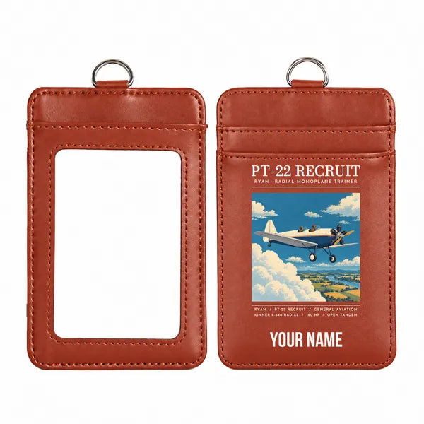 Ryan PT-22 Recruit - Poster - ID Card Holder - Light Brown + Name