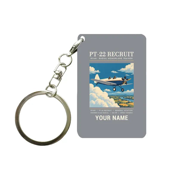 Ryan PT-22 Recruit - Poster + Name - Key Chain - Gray