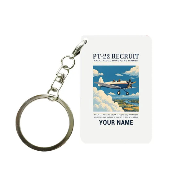 Ryan PT-22 Recruit - Poster + Name - Key Chain - White