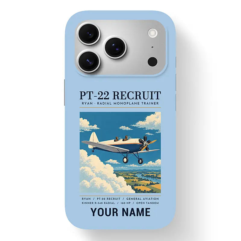 Ryan PT-22 Recruit - Poster + Name - MagSafe iPhone 17 Pro - Light Blue