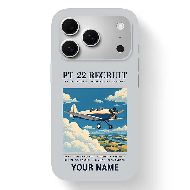 Ryan PT-22 Recruit - Poster + Name - MagSafe iPhone 17 Pro - Light Gray