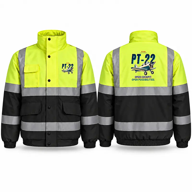 Ryan PT-22 Recruit Reflective Winter Jackets - Cartoon - Fluorescent Yellow & Navy