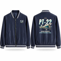Thumbnail for Ryan PT-22 Recruit Stylish Jackets - Baseball Collar - Cartoon - Navy Blue