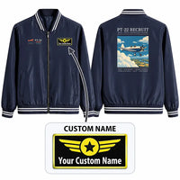 Thumbnail for Ryan PT-22 Recruit Stylish Jackets - Baseball Collar - Poster + Name - Navy Blue