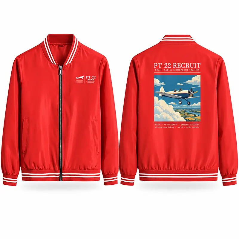 Ryan PT-22 Recruit Stylish Jackets - Baseball Collar - Poster - Red