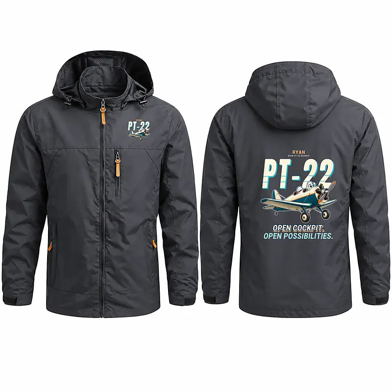 Ryan PT-22 Recruit Stylish Jackets - Hooded Windbreaker - Cartoon - Charcoal