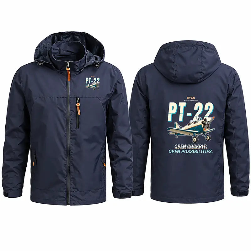 Ryan PT-22 Recruit Stylish Jackets - Hooded Windbreaker - Cartoon - Navy Blue