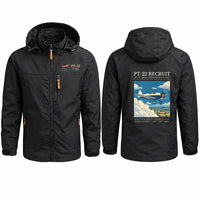 Thumbnail for Ryan PT-22 Recruit Stylish Jackets - Hooded Windbreaker - Poster - Black