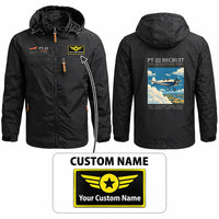 Thumbnail for Ryan PT-22 Recruit Stylish Jackets - Hooded Windbreaker - Poster + Name - Black