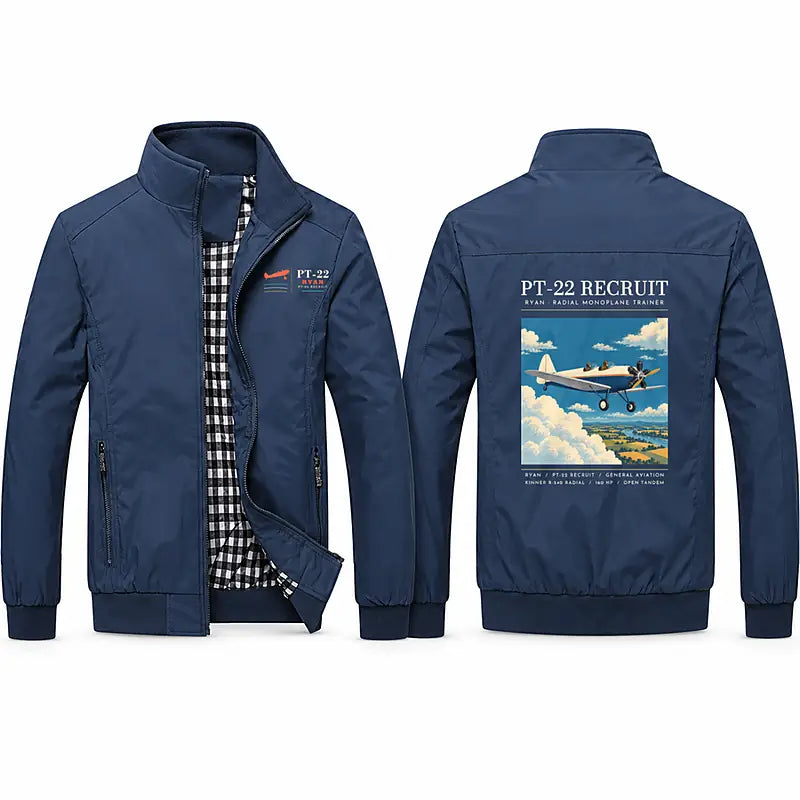 Ryan PT-22 Recruit Stylish Jackets - Stand Collar - Poster - Navy Blue