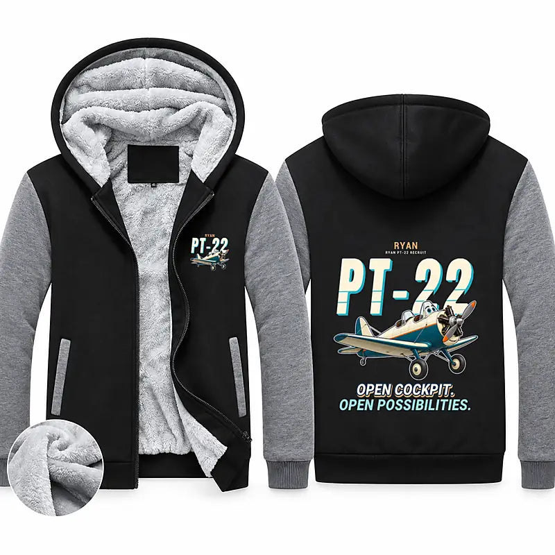 Ryan PT-22 Recruit Zipped Sweatshirts - Cartoon - Black & Gray