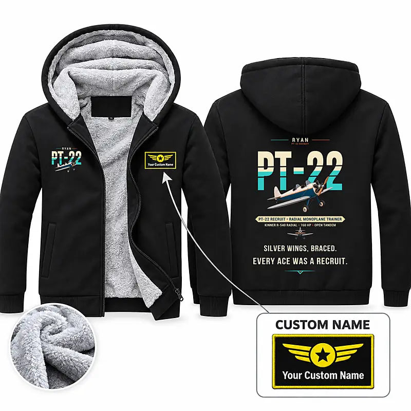 Ryan PT-22 Recruit Zipped Sweatshirts - Original + Name - Black