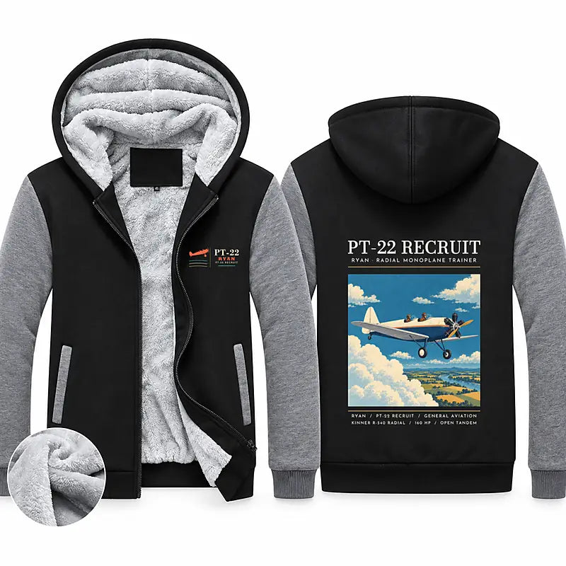 Ryan PT-22 Recruit Zipped Sweatshirts - Poster - Black & Gray