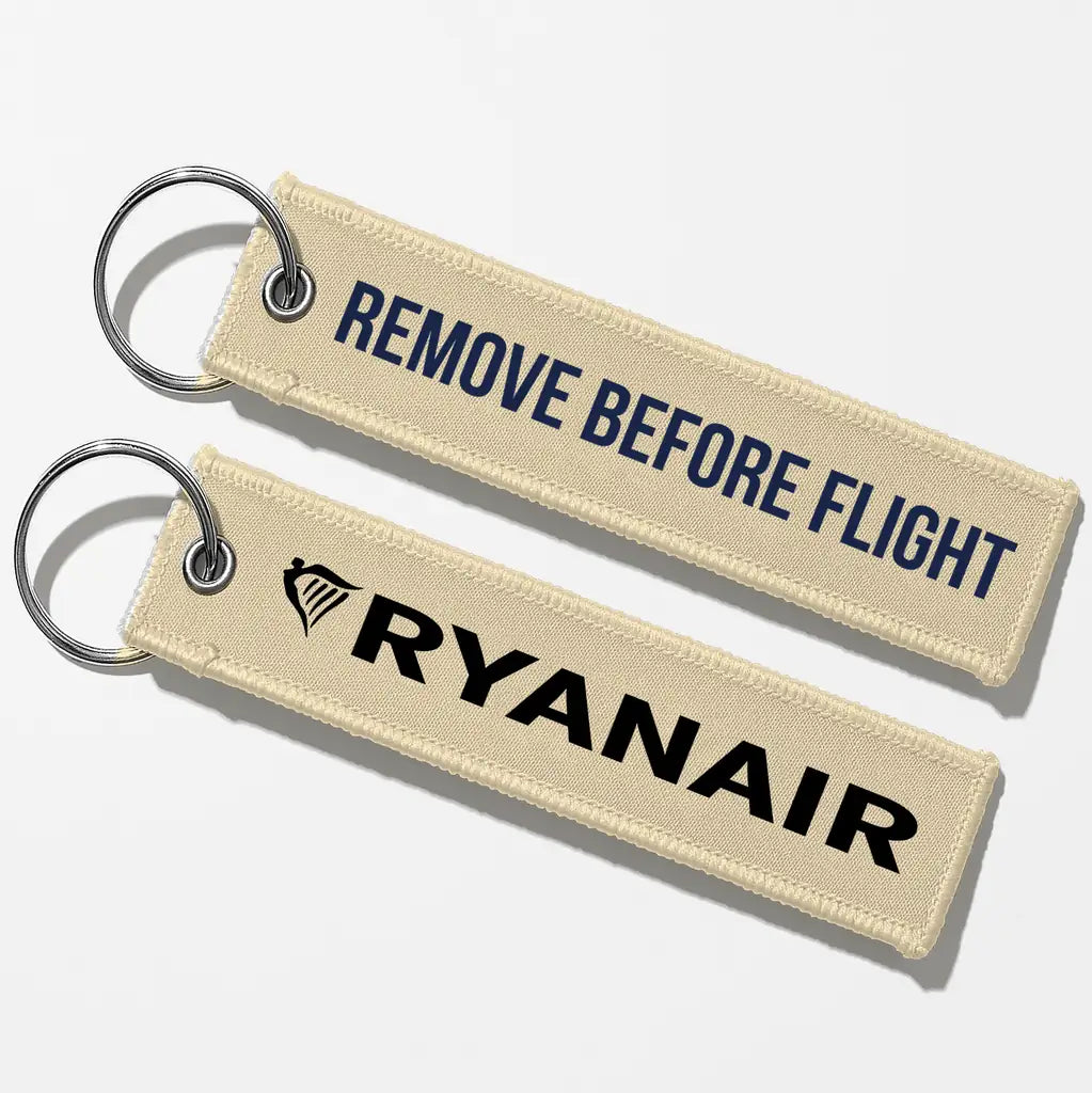 Ryanair Airlines Crew & Staff Tag Key Chains - Beige - Remove Before Flight