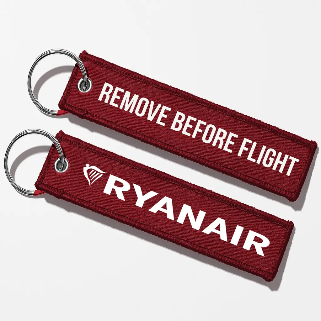 Ryanair Airlines Crew & Staff Tag Key Chains - Dark Red - Remove Before Flight