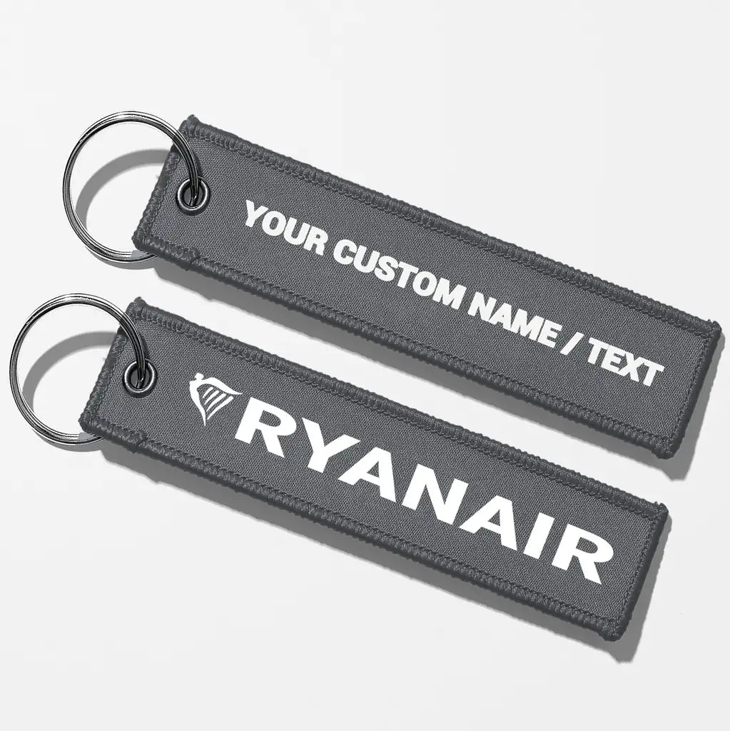 Ryanair Airlines Crew & Staff Tag Key Chains - Gray - Personalized