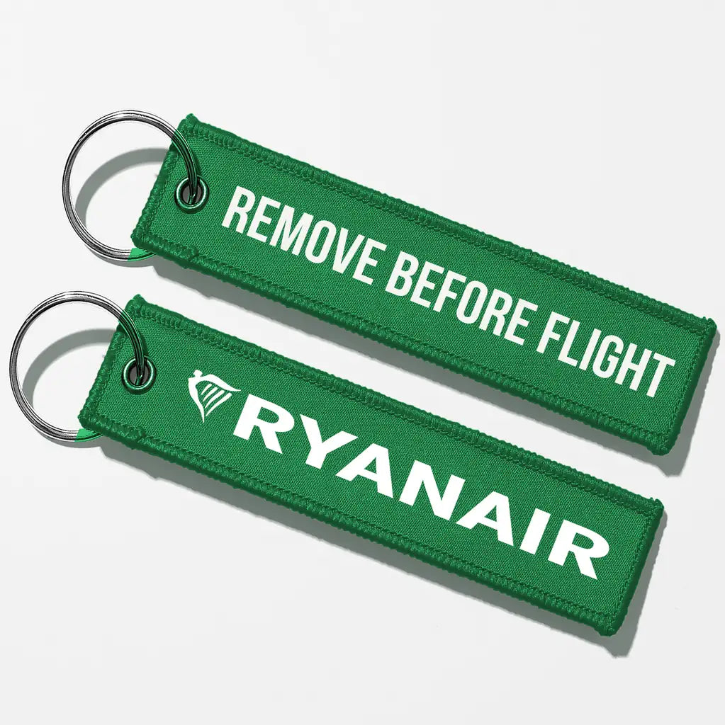 Ryanair Airlines Crew & Staff Tag Key Chains - Green - Remove Before Flight