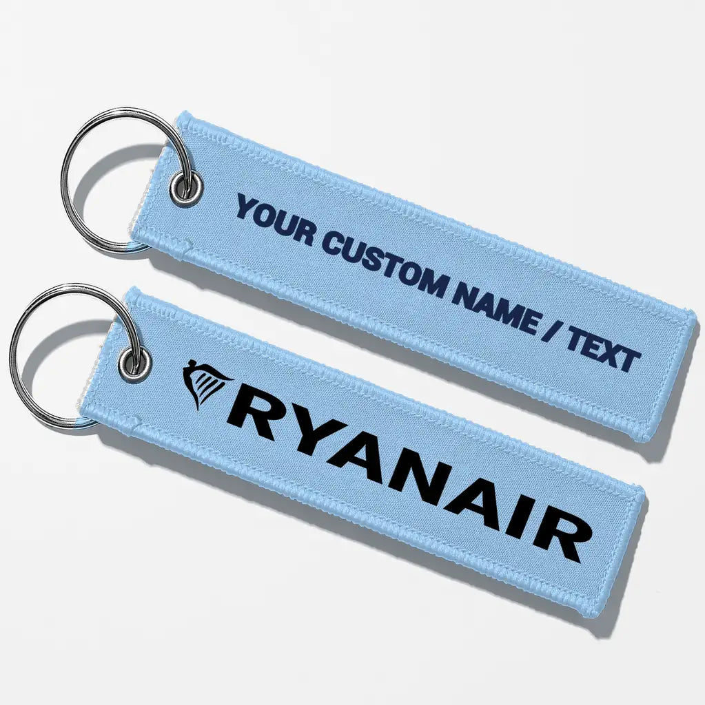 Ryanair Airlines Crew & Staff Tag Key Chains - Light Blue - Personalized
