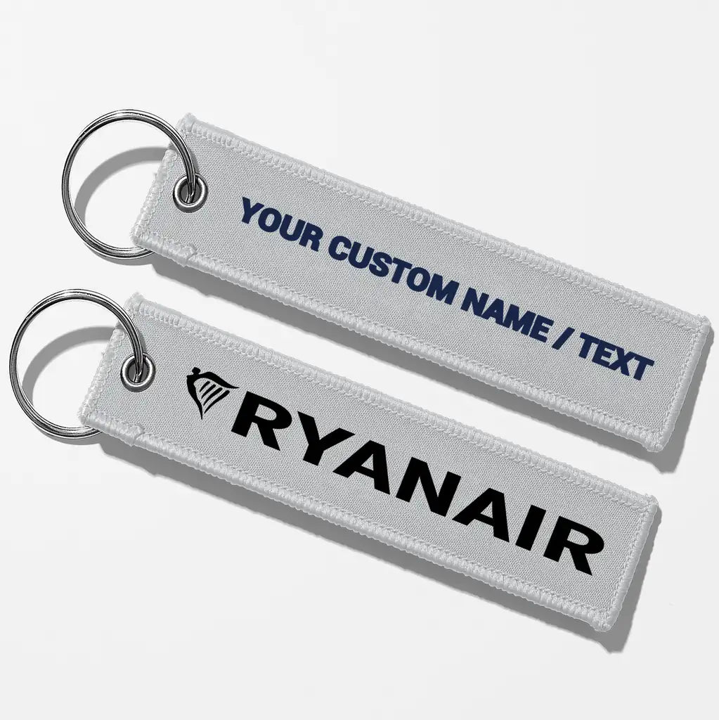 Ryanair Airlines Crew & Staff Tag Key Chains - Light Gray - Personalized