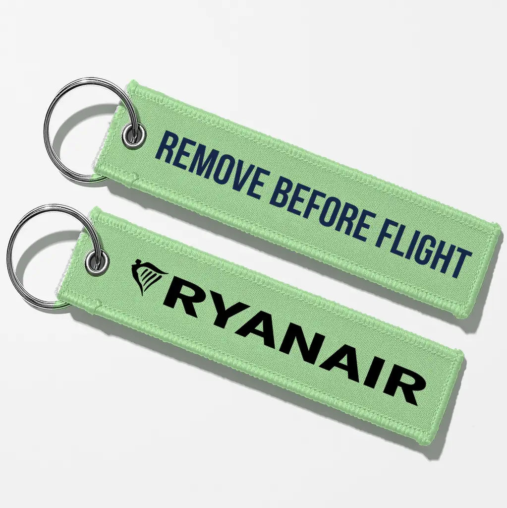 Ryanair Airlines Crew & Staff Tag Key Chains - Light Green - Remove Before Flight