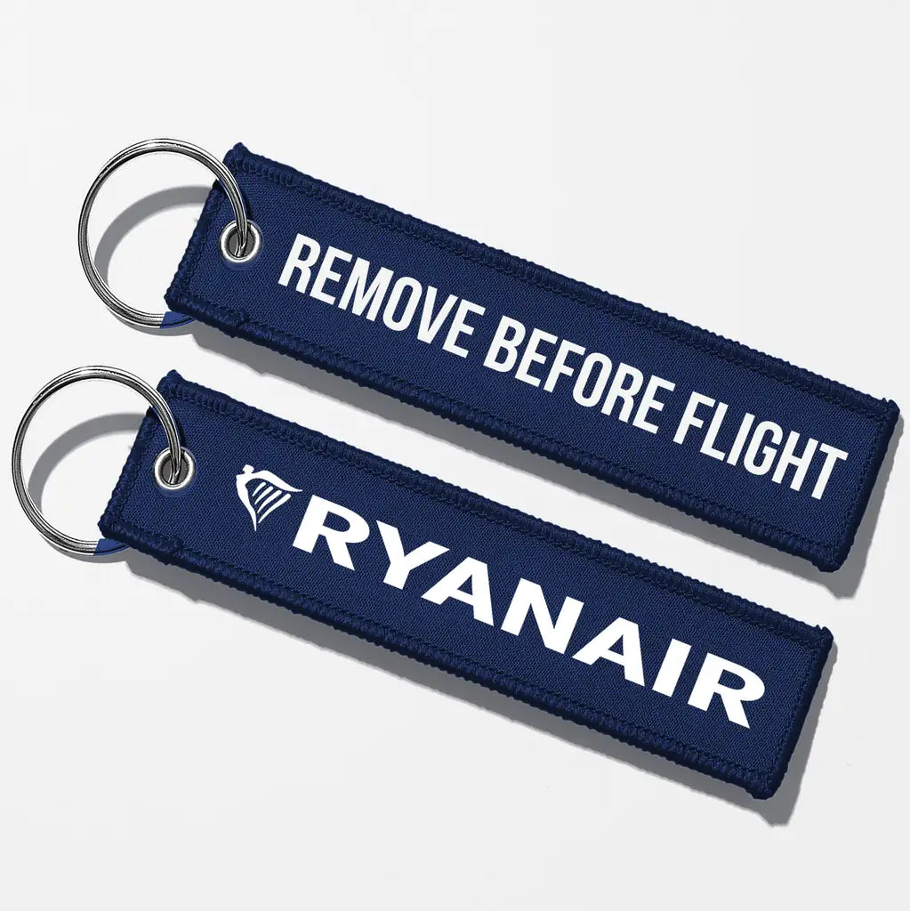 Ryanair Airlines Crew & Staff Tag Key Chains - Navy Blue - Remove Before Flight