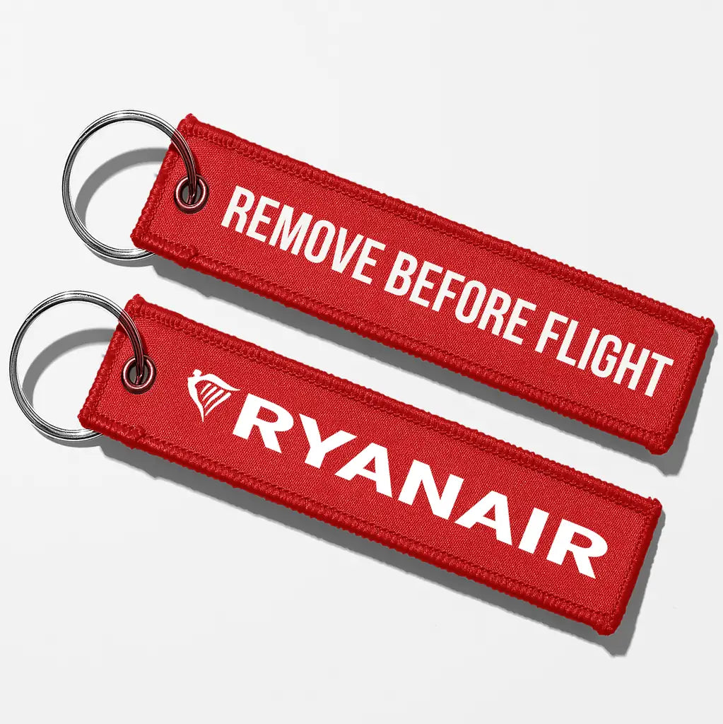 Ryanair Airlines Crew & Staff Tag Key Chains - Red - Remove Before Flight