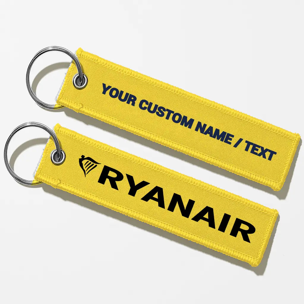 Ryanair Airlines Crew & Staff Tag Key Chains - Yellow - Personalized