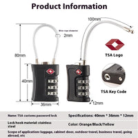 Thumbnail for TSA Customs Code Lock for Travel Luggage Password Changeable Lock Contrast Color Design Padlock