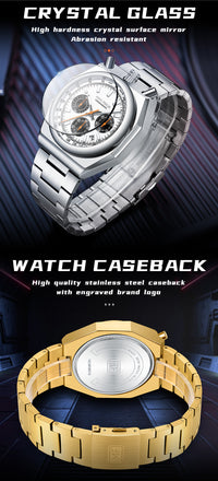 Thumbnail for Fashion Multifunctional Quartz Calendar Luminous Stainless Mens Watches