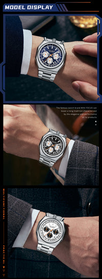 Thumbnail for Fashion Multifunctional Quartz Calendar Luminous Stainless Mens Watches